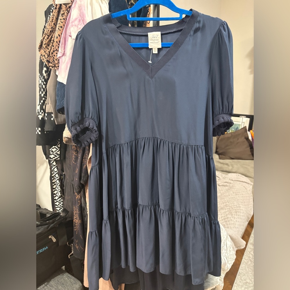 5 to 7 Cinq a sept navy silk dress